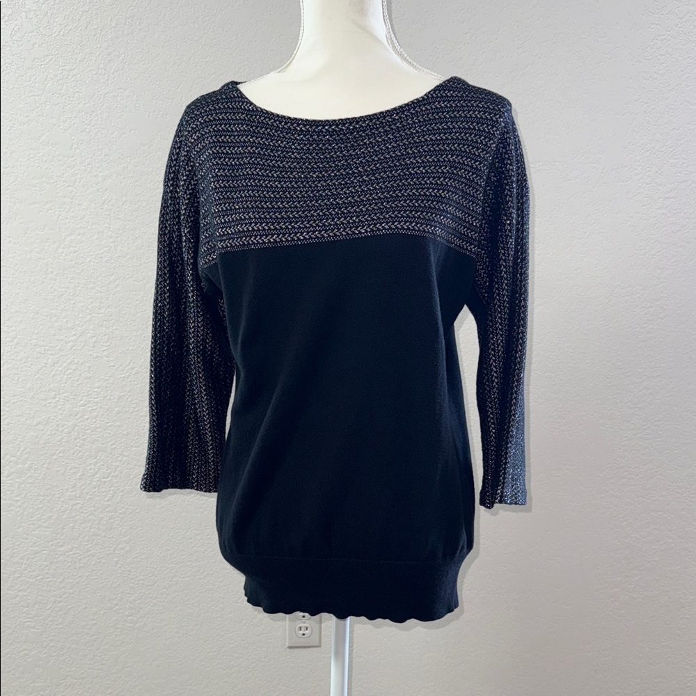 LAUREN RALPH LAUREN Women's Black and Gray Sweater Size L